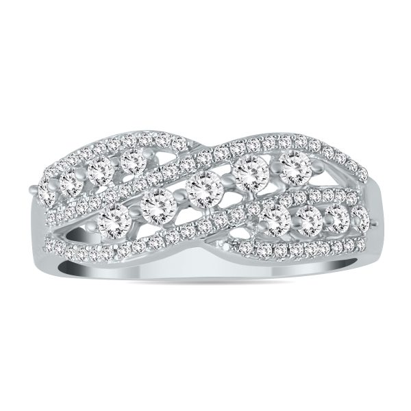 5/8 Carat TW Natural White Diamond Bold Fashion Ring in 10K White Gold- RGF56018