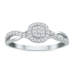 1/5 Carat TW Diamond Halo Twist Ring in 10K White Gold- RGF56163