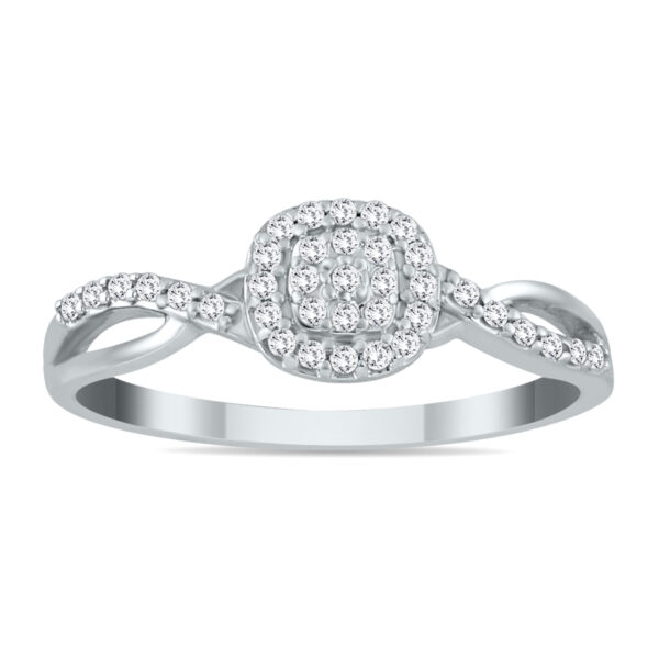 1/5 Carat TW Diamond Halo Twist Ring in 10K White Gold- RGF56163