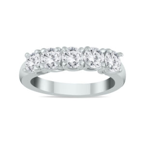 1 1/2 Carat TW Five Stone Diamond Wedding Band in 14K White Gold- RGF562192