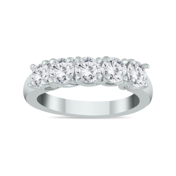 1 1/2 Carat TW Five Stone Diamond Wedding Band in 14K White Gold- RGF562192
