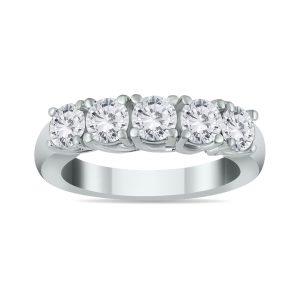 2 Carat TW Five Stone Diamond Wedding Band in 14K White Gold- RGF562193