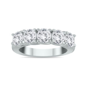 2 1/2 Carat TW Five Stone Diamond Wedding Band in 14K White Gold- RGF562194