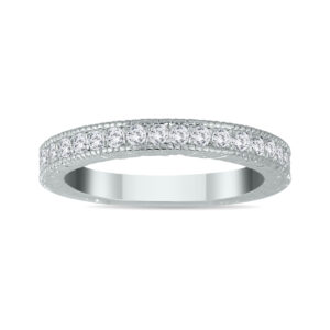 1/3 Carat TW Diamond Engraved Antique Styled Channel Band in 10K White Gold- RGF562196