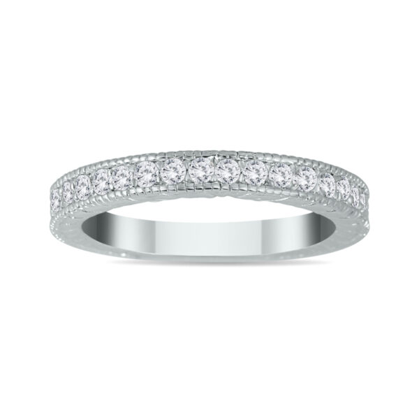 1/3 Carat TW Diamond Engraved Antique Styled Channel Band in 10K White Gold- RGF562196