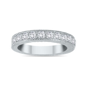 1/2 Carat TW Antique Styled Engraved Diamond Band in 10K White Gold- RGF562197