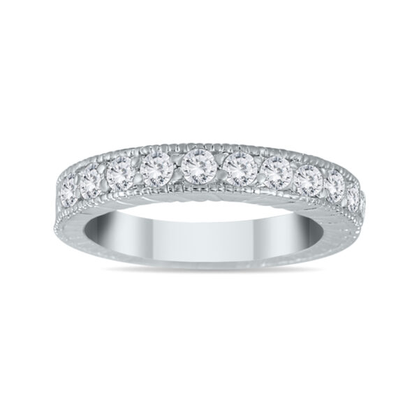 1/2 Carat TW Antique Styled Engraved Diamond Band in 10K White Gold- RGF562197