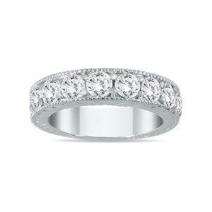 1 1/2 Carat TW Diamond Engraved Antique Ring in 10K White Gold- RGF562200