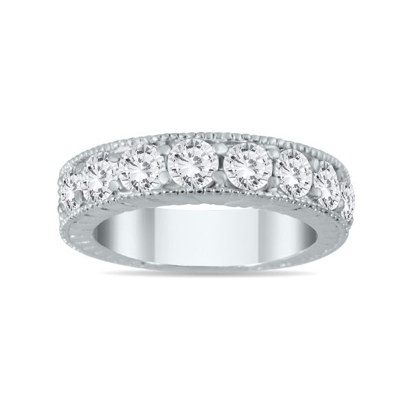 1 1/2 Carat TW Diamond Engraved Antique Ring in 10K White Gold- RGF562200