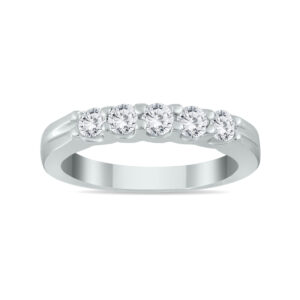 1/2 Carat TW Five Stone Diamond Wedding Band in 14K White Gold- RGF562202