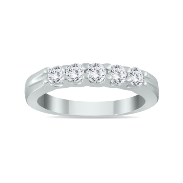 1/2 Carat TW Five Stone Diamond Wedding Band in 14K White Gold- RGF562202