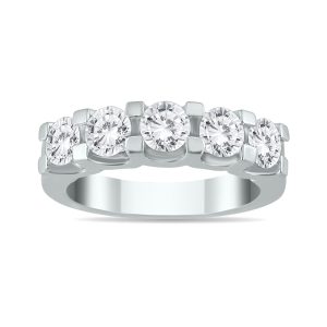 2 Carat TW Five Stone Diamond Wedding Band in 14K White Gold- RGF562204