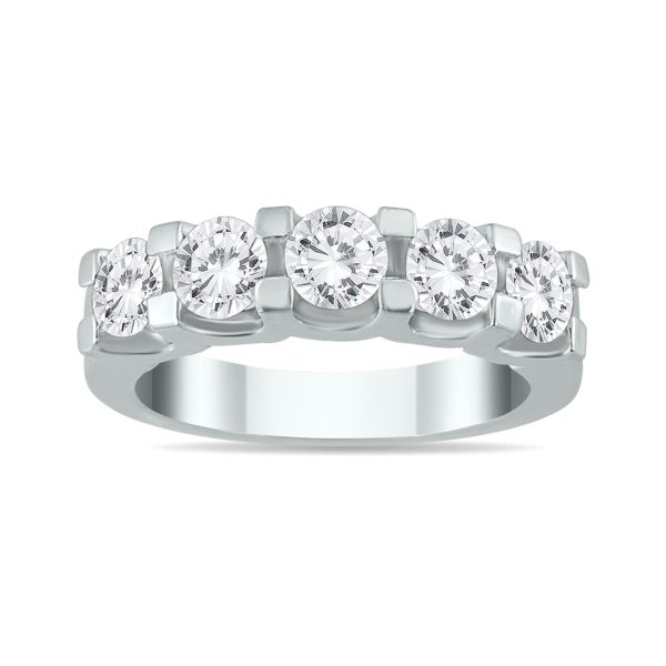 2 Carat TW Five Stone Diamond Wedding Band in 14K White Gold- RGF562204