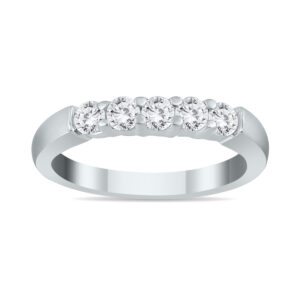 1/2 Carat TW Five Stone Diamond Wedding Band in 10K White Gold- RGF562206
