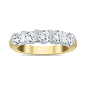 1 Carat TW Five Stone Diamond Wedding Band in 14K Two Tone Gold- RGF562210