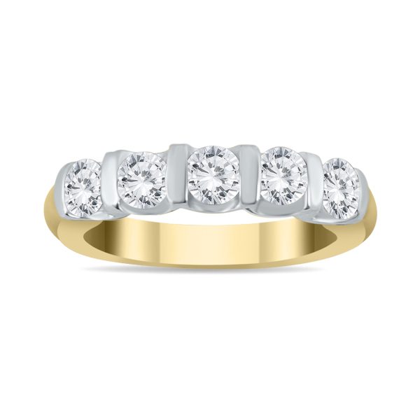 1 Carat TW Five Stone Diamond Wedding Band in 14K Two Tone Gold- RGF562210
