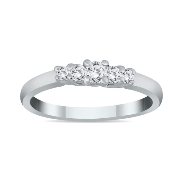 1/4 Carat TW Five Stone Diamond Wedding Band in 10K White Gold- RGF562212