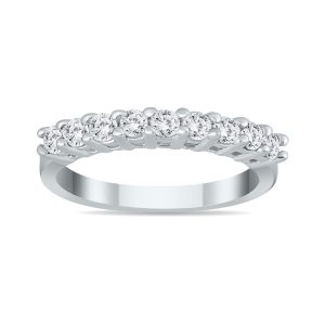 1 Carat TW 9 Stone Diamond Wedding Band in 10K White Gold- RGF562218
