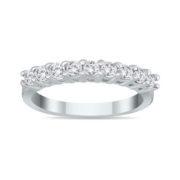 1 Carat TW 9 Stone Diamond Wedding Band in 10K White Gold- RGF562218