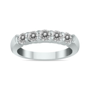 3/4 Carat TW Five Stone Diamond Wedding Band in 14K White Gold- RGF562234