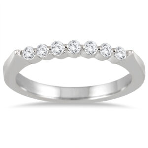 1/4 Carat TW Seven Stone Diamond Wedding Band in 14K White Gold- RGF562236