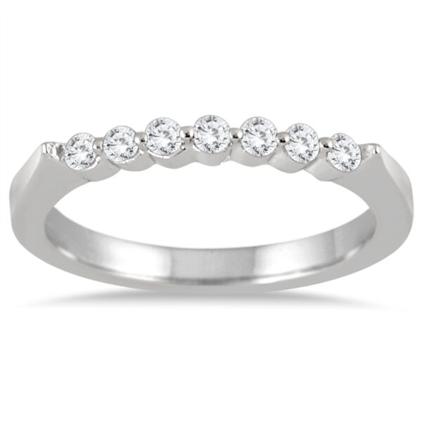 1/4 Carat TW Seven Stone Diamond Wedding Band in 14K White Gold- RGF562236