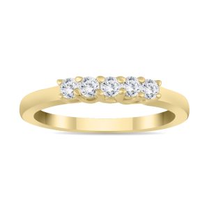 1/4 Carat TW Five Stone Diamond Wedding Band in 14K Yellow Gold- RGF562365