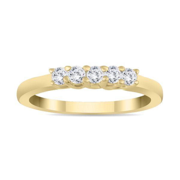 1/4 Carat TW Five Stone Diamond Wedding Band in 14K Yellow Gold- RGF562365