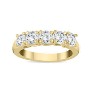 1 1/2 Carat TW Five Stone Diamond Wedding Band in 14K Yellow Gold- RGF562367