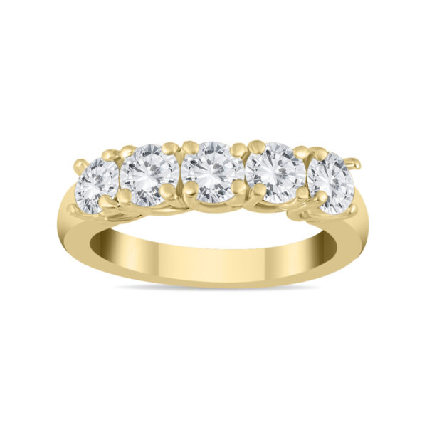 1 1/2 Carat TW Five Stone Diamond Wedding Band in 14K Yellow Gold- RGF562367