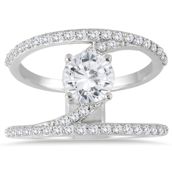 AGS Certified 1 3/8 Carat TW Open Diamond Ring in 14K White Gold (J-K Color, I2-I3 Clarity)- RGF56238