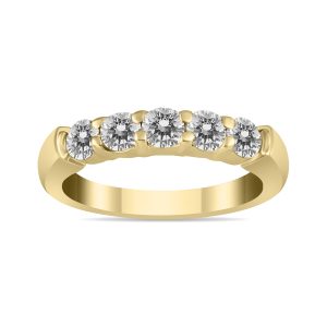 3/4 Carat TW Five Stone Diamond Wedding Band in 14K Yellow Gold- RGF562418