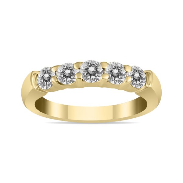 3/4 Carat TW Five Stone Diamond Wedding Band in 14K Yellow Gold- RGF562418
