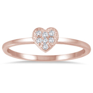 Stackable Diamond Heart Ring in 14K Pink Gold- RGF562424