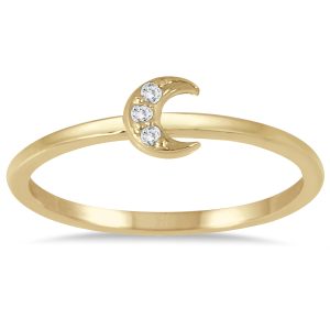 Stackable Diamond Crescent Moon Ring in 14K Yellow Gold- RGF562425