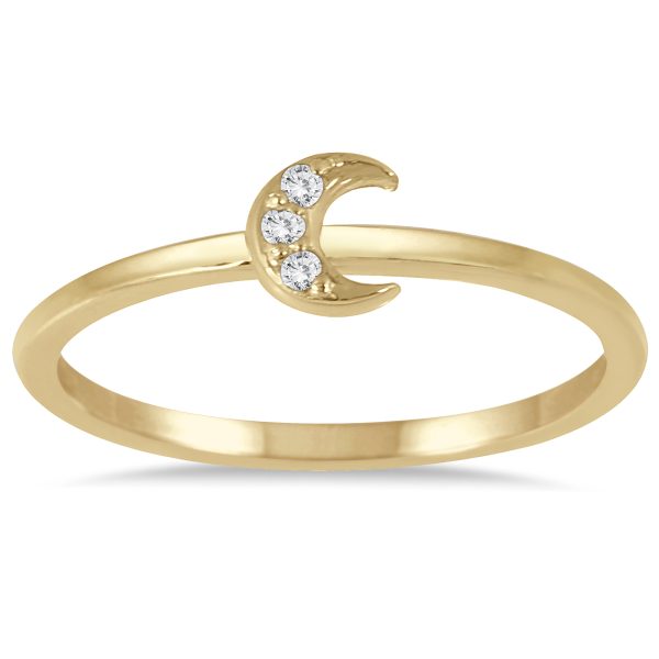 Stackable Diamond Crescent Moon Ring in 14K Yellow Gold- RGF562425