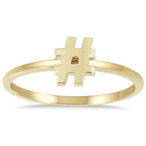 Stackable Hashtag Ring in 14k Yellow Gold- RGF562426