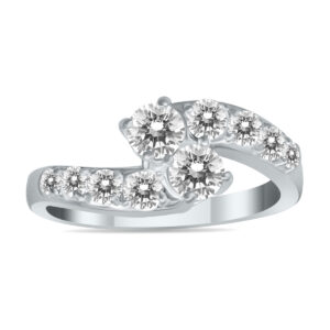 1 Carat TW Two Stone Diamond Ring in 10K White Gold- RGF562453
