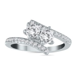1 Carat TW Two Stone Diamond Ring in 10K White Gold- RGF562459