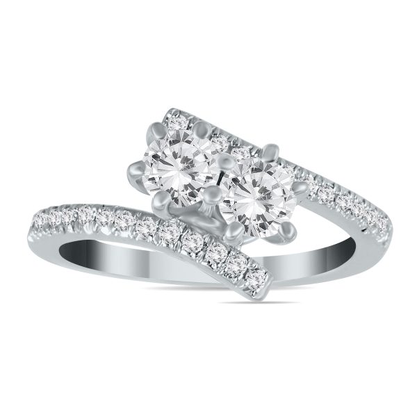 1 Carat TW Two Stone Diamond Ring in 10K White Gold- RGF562459