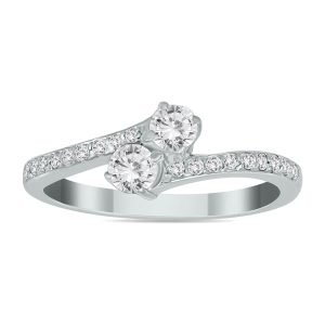 1/2 Carat TW Women Two Stone Diamond Ring in 14K White Gold- RGF562461