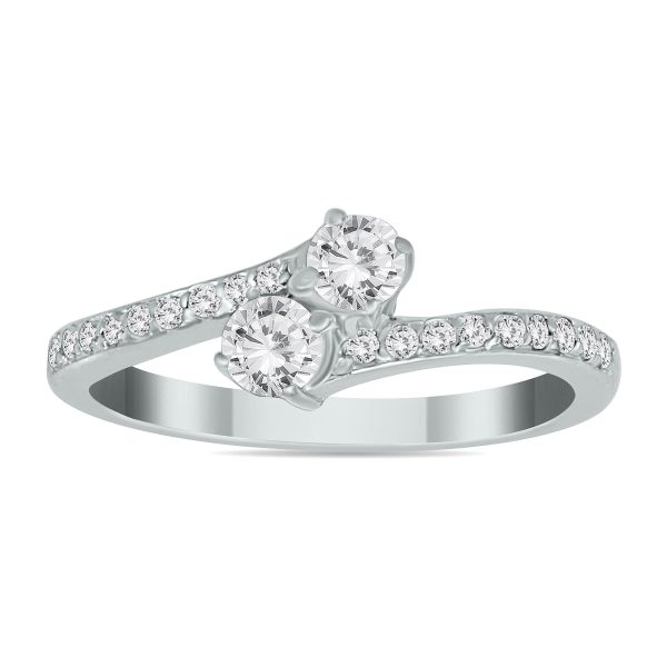 1/2 Carat TW Women Two Stone Diamond Ring in 14K White Gold- RGF562461