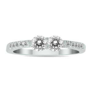 5/8 Carat TW Two Stone Diamond Ring in 14K White Gold- RGF562484