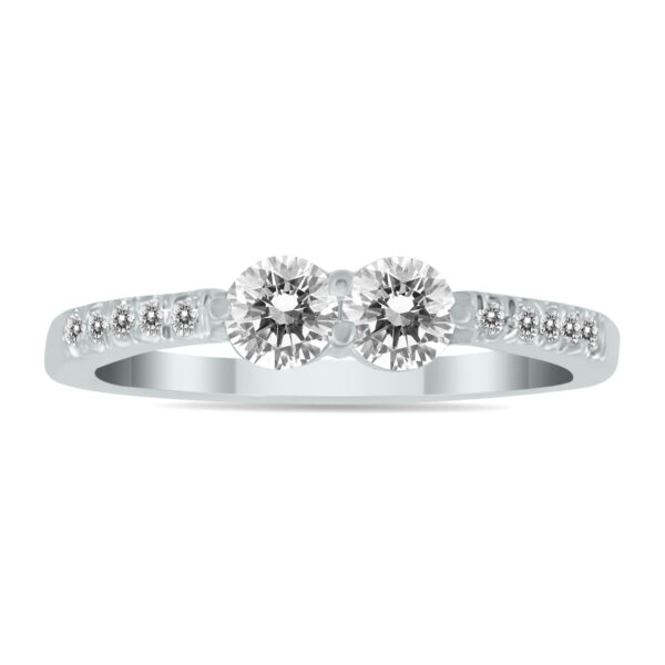 5/8 Carat TW Two Stone Diamond Ring in 14K White Gold- RGF562484