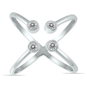 1/5 Carat TW Diamond Open X Ring in 14K White Gold- RGF56249