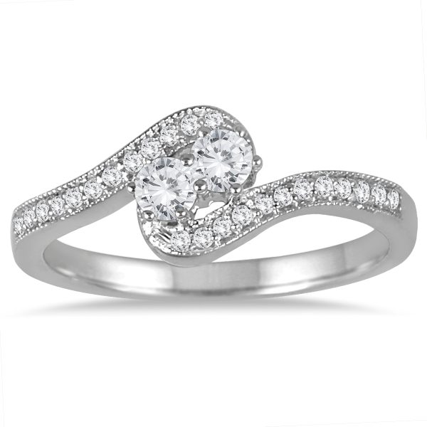 1/4 Carat TW Two Stone Ring in 10K White Gold- RGF562509