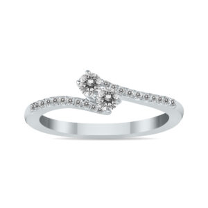 1/4 Carat TW Two Stone Diamond Ring in 10K White Gold (K-L Color, I2-I3 Clarity)- RGF562510D