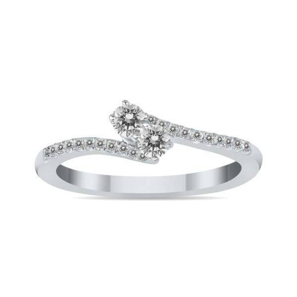 1/4 Carat TW Two Stone Diamond Ring in 10K White Gold (K-L Color, I2-I3 Clarity)- RGF562510D