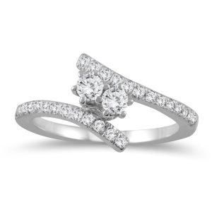 1/2 Carat TW Two Stone Diamond Ring in 10K White Gold- RGF56504