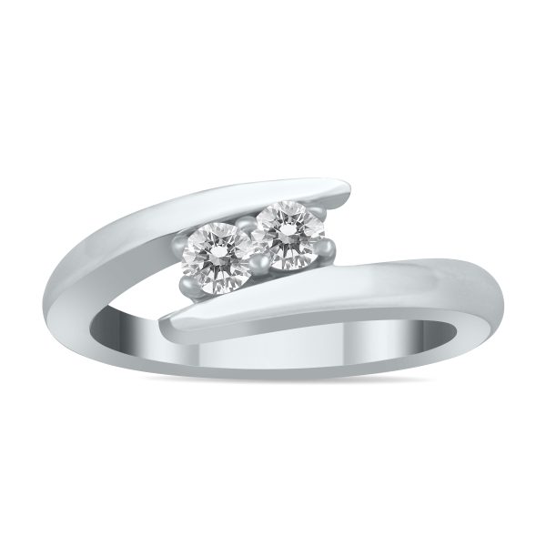 1/4 Carat TW Two Stone Diamond Ring in 10K White Gold- RGF56505